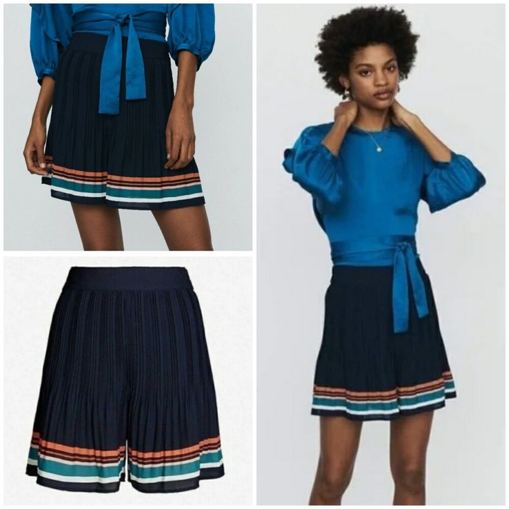 Maje Ikingi Pleated Striped Mini Shorts ~ Eu 36